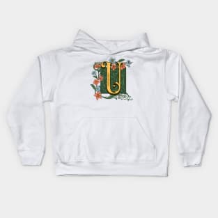 Art Nouveau Letter U, Ornamental Letter U, Art Deco Kids Hoodie